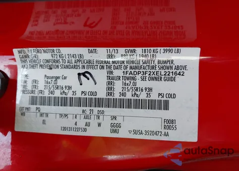 2014 Ford Focus Se from USA, damaged, VIN 1FADP3F2XEL221642